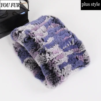 

New Arrival Plus Style Women Real Fur Scarf Good Elastic Knit Rex Rabbit Fur Headband & Scarves Winter Warm Natural Fur Mufflers