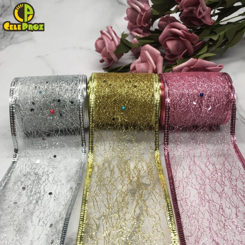 

2M Glitter Ribbon Sparkly Shinny Organza Tulle Roll DIY Christmas Bow Ornament Handmade Material DIY Hairbow Accessories Supply