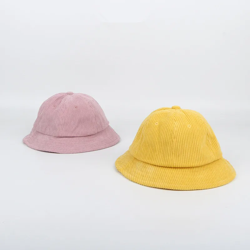 Новые осенние детские вельветовые шляпы-ведерки в Корейском стиле, яркие цвета, летние панамки унисекс, детские шапки для рыбака