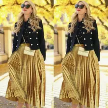 Новинка, модные женские юбки, уличный стиль, плиссированный силуэт, сплошной узор, завышенная талия, до середины икры