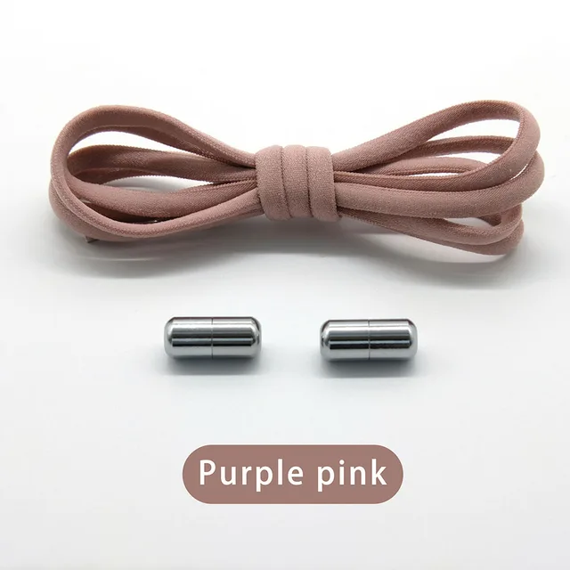 Elastic No Tie Shoelaces Semicircle Shoe Laces For Kids and Adult Shoelace for Sneakers Quick Lazy Metal Lock Laces Shoe Strings Purple pink