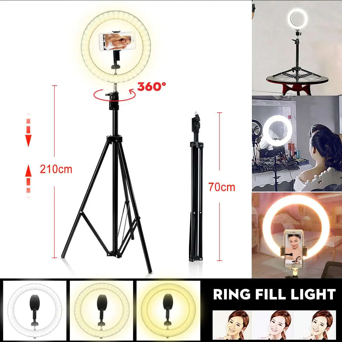 

Freya 10inch Dimmable LED Ring Light Tripod Phone Camera Photo Selfie Live Light Stand for Photography Self-timer Beauty