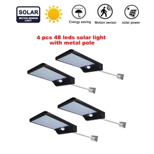 2/4pcs 48 LED Solar Light Motion Sensor Outdoor Solar Wall Light Lamp lighting for Garden Yard Path Street Solar Lamp security g