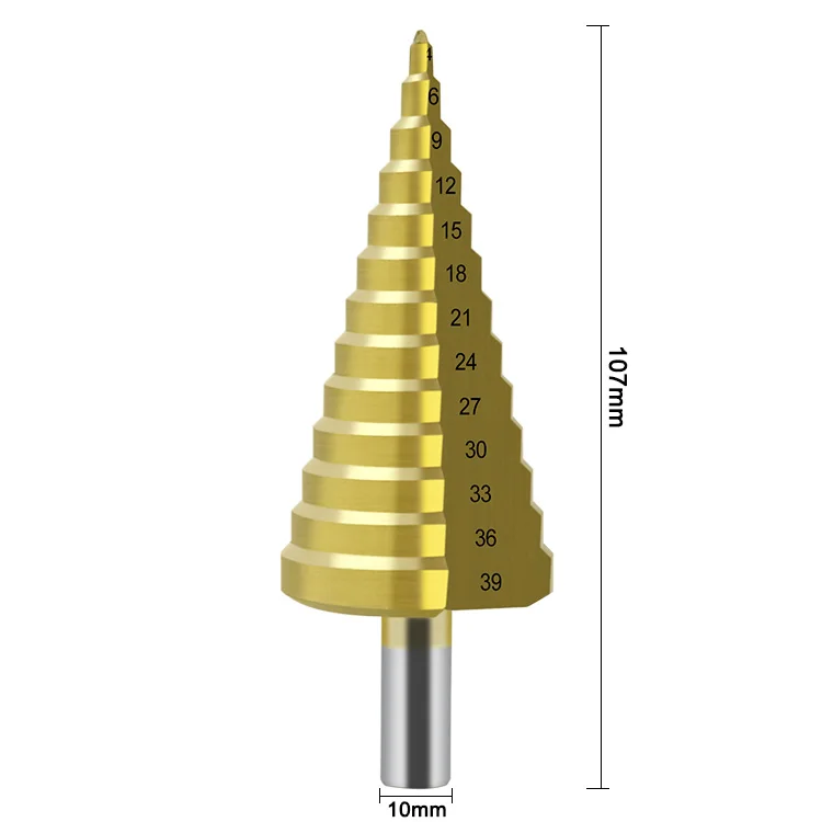 4-39 мм HSS титановое покрытие ступенчатое сверло электроинструменты для сверления металла Высокоскоростная сталь Дерево отверстие резак конусное сверло