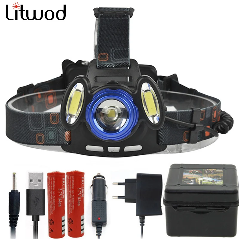 Z20Litwod XM-L T6 COB Zoom IR Sensor LED Head Lamp flashlight torch Powerful headlamp 6000 Lumen By 18650 Battery QHD 