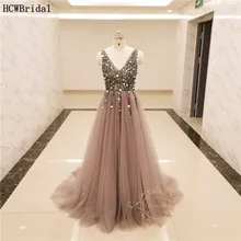 Реальные фотографии, изящная, украшенная бусинами, вечернее платье с открытой спиной,, Дымчатая Роза, а-силуэт, v-образный вырез, сексуальные длинные вечерние платья на заказ