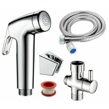 

Ship Hand Held Shower Head Bidet Toilet Spray Diverter Jet Shattaf Kit Chrome 1.5m Shower Hose For Barthroom