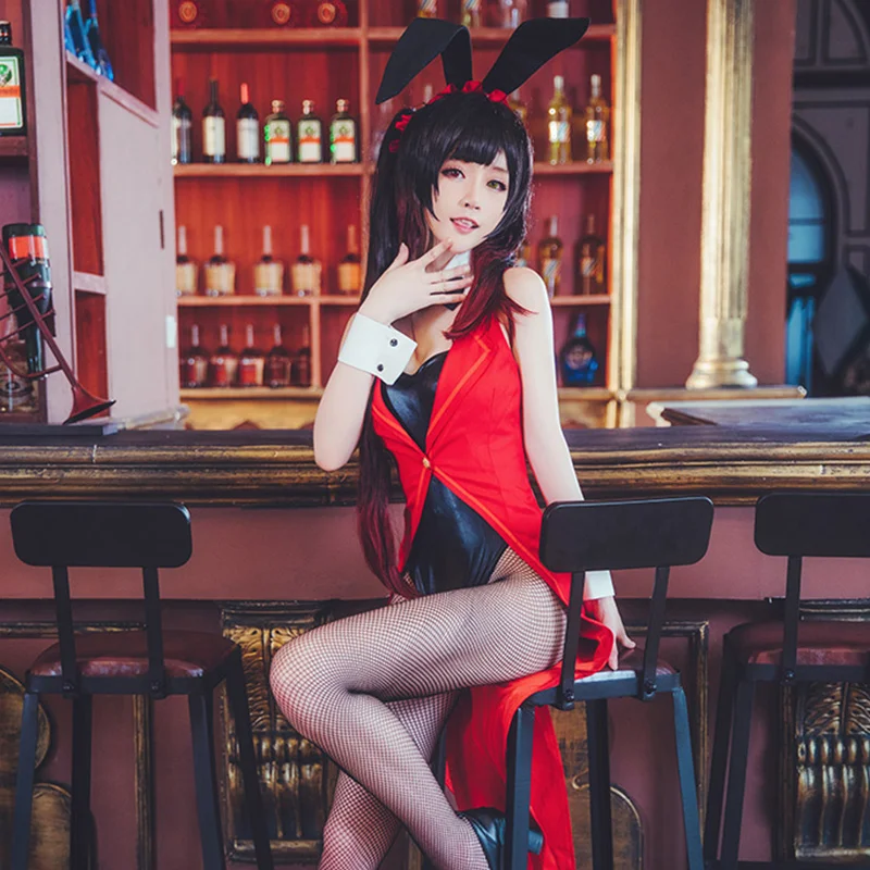 

Anime DATE A LIVE Kurumi Tokisaki Cosplay Costume Sexy Bunny Girl Dress Women Rabbit Uniforms Halloween Carnival Suit