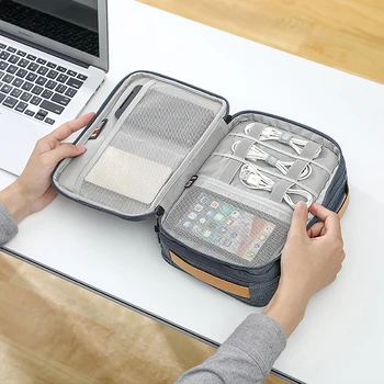 

Double-Layer Travel Cable Storage Bag Charger Mobile Power Storage Bag Cosmetic Storage Storage Bag