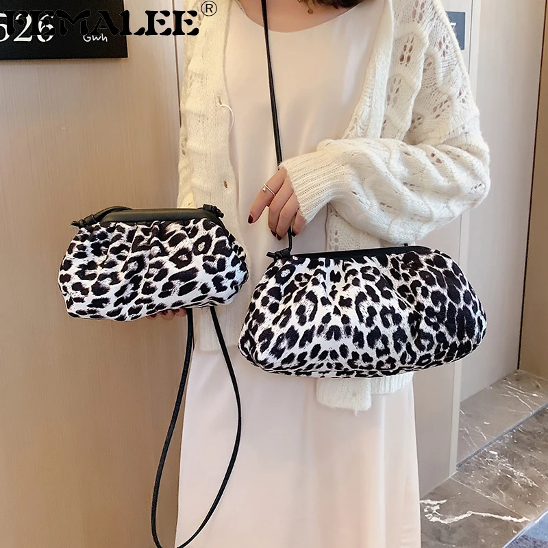 

Retro Leopard Women bag Simple Dumplings Messenger bag Designer Cloud Female Crossbody Shoulder Bags fashion Handbag Clutch Bag