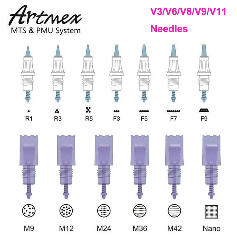Картриджи Artmex MTS иголка PMU для V3 V6 V8 V9 V11 Перманентная машинка татуажа подводка