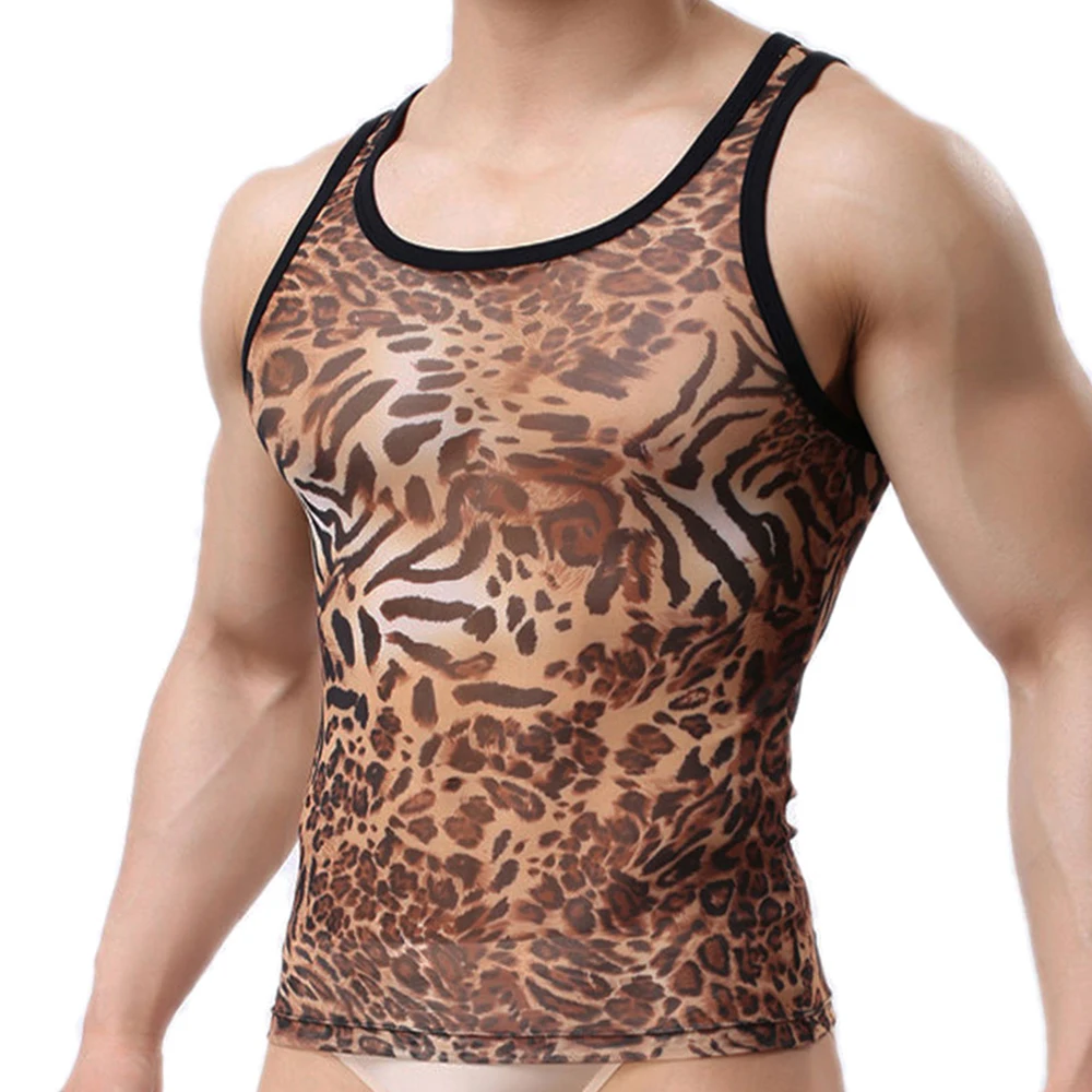 Macan Tutul Cetak Mens Undershirt 