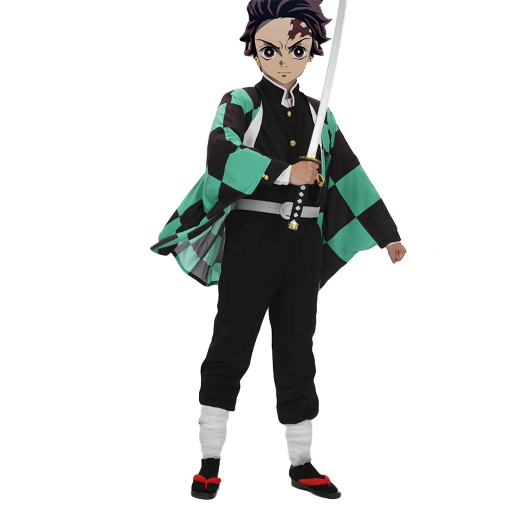

Brdwn Demon Slayer Kimetsu no Yaiba Unisex Kamado Tanjirou Cosplay Costume Kimono Suit Haori