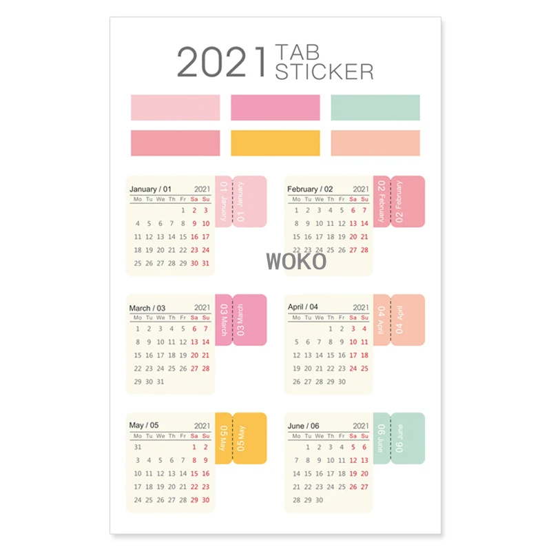 WOKO простой 2021 год мультфильм можно написать календарь индекс этикетка наклейка