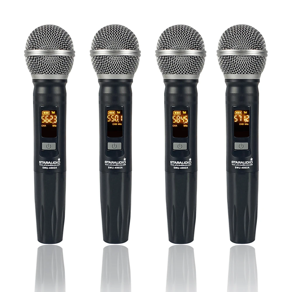 STARAUDIO 4CH UHF Ручной беспроводной микрофон с 4 канальной регулируемой частотой для
