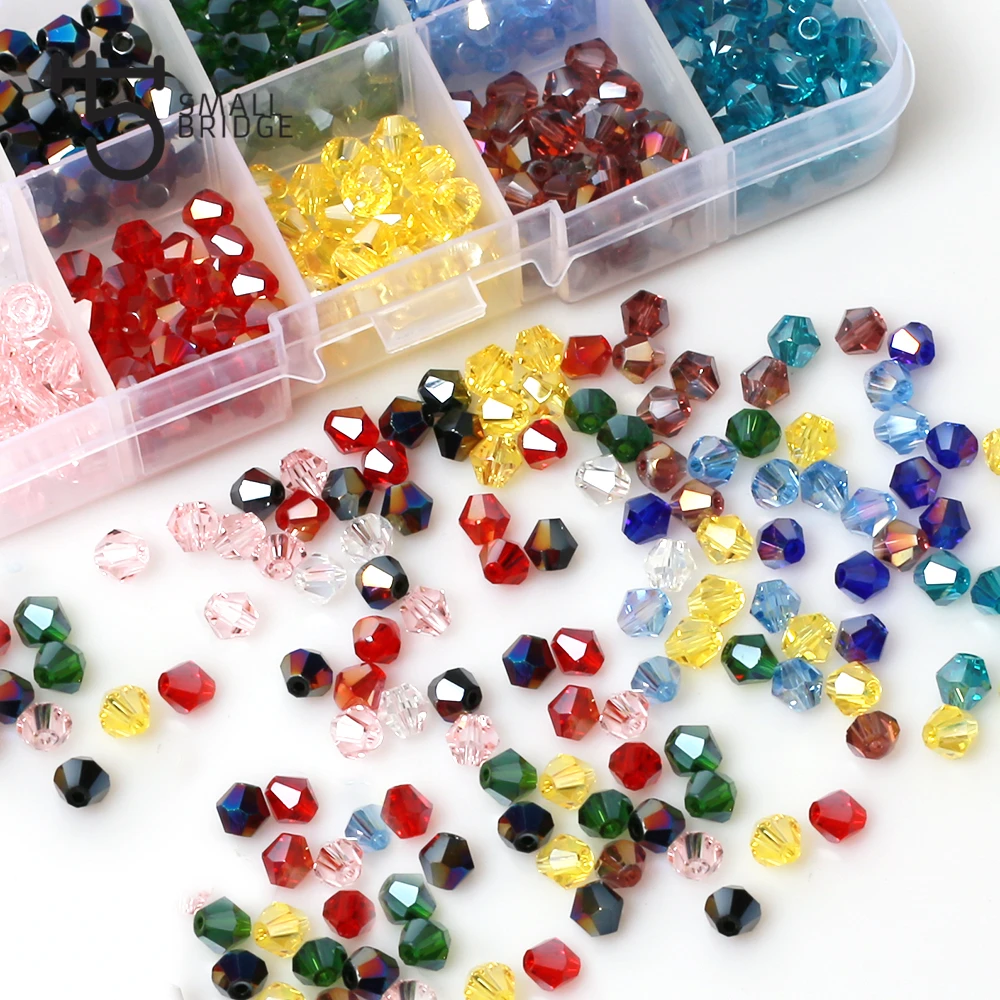 1200 Perline Briolette In Cristallo 6mm: 24 Colori AB Per Creare Gioielli Fai Da Te