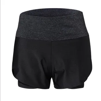 

2019 New High waist women shorts patchwork fake two pieces clothing womens outdoor running sports fitness gym shorts