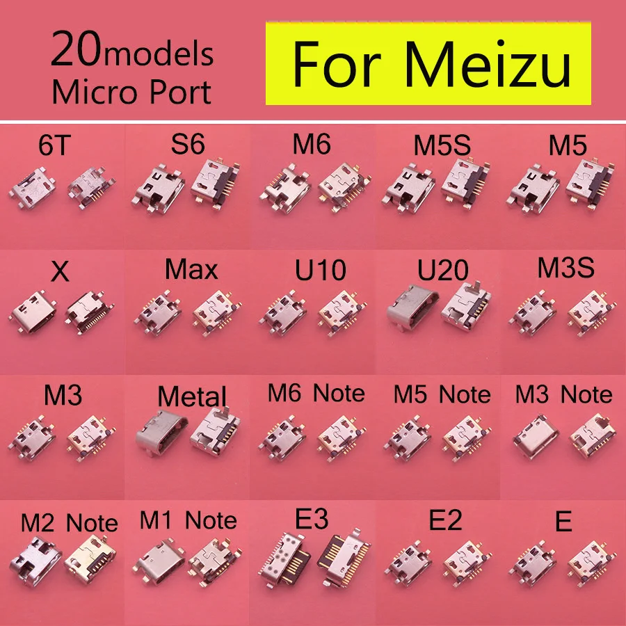 2 шт. разъем Micro USB для Meizu 6T S6 M1 M2 M3 M3S M5 M5S M6 Note U10 U20 E E2 E3 Max X зарядного порта|Шлейфы