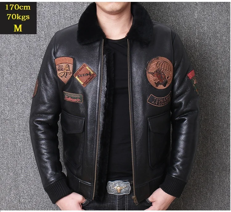 Бесплатная доставка зимнее меховое пальто из овчины B3 Мужская теплая кожаная