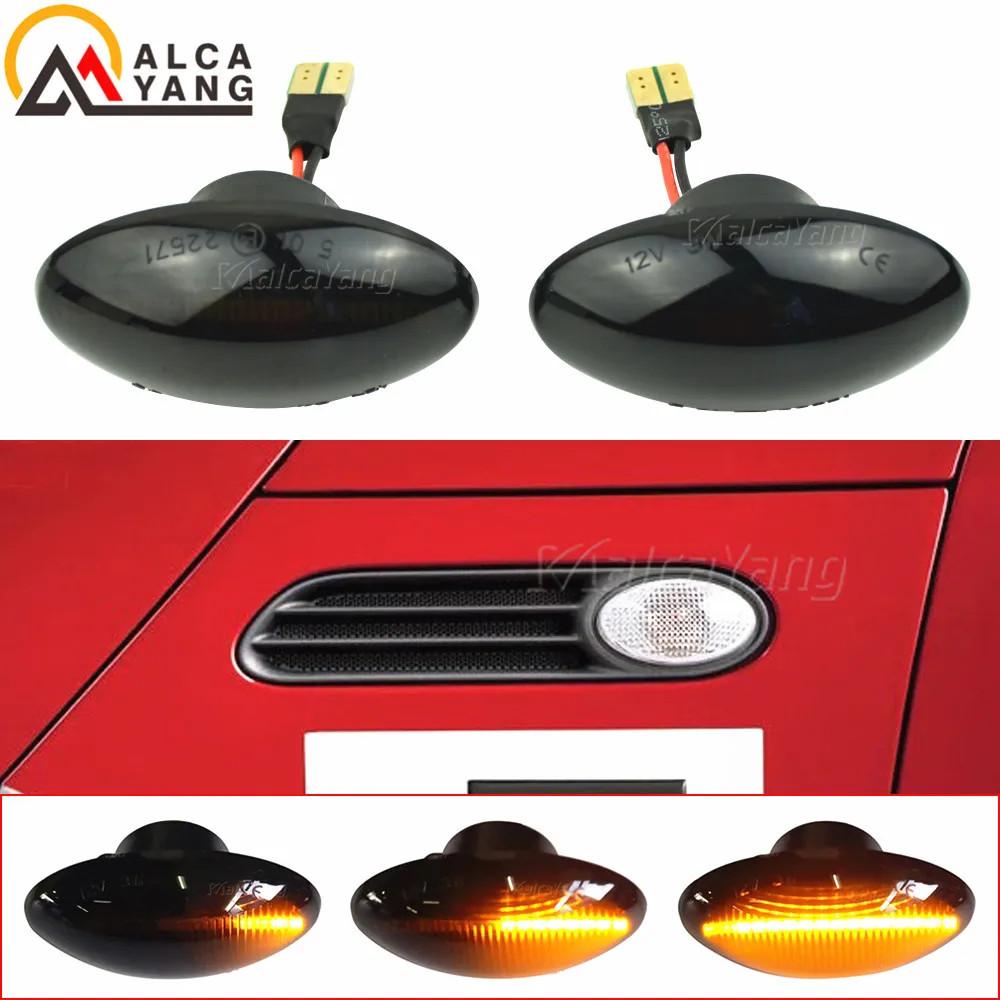 2x dinâmico led lado marcador luz fluindo repetidor lado lâmpada erro livre painel lâmpada para bmw para mini cooper r50 r52 r53 2002-2008