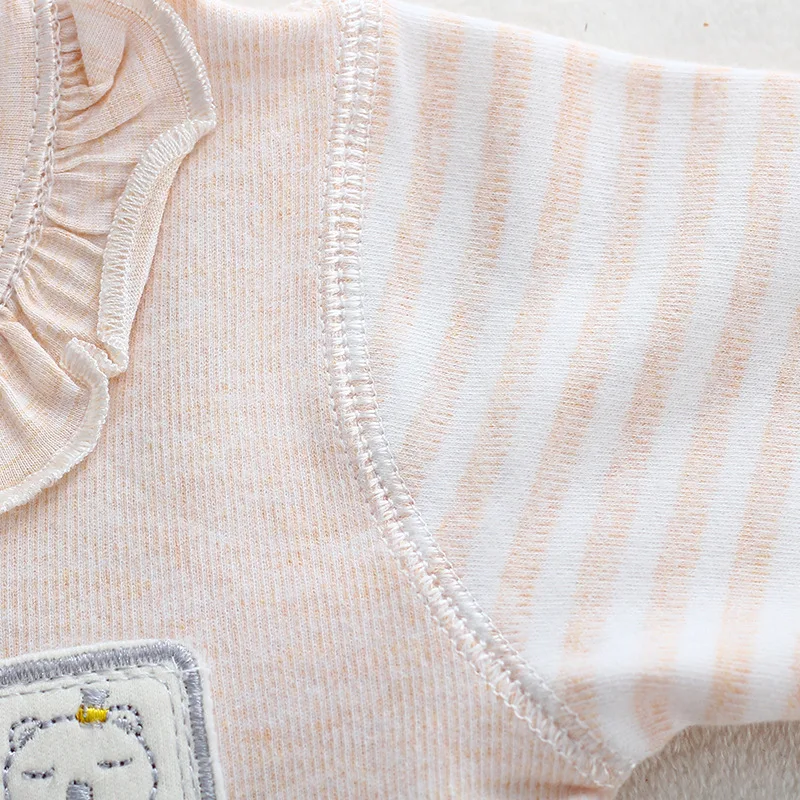 

2019 Morning Political Xlongren Colored Cotton Baby Onesie Open Crotch Baby Girls shu rong Spring And Autumn Romper Crawling Clo
