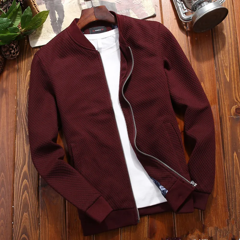 Mountainskin, мужская повседневная куртка, осень-весна, тонкое пальто на молнии, модная однотонная приталенная куртка, Мужская брендовая одежда, M~ 4XL, SA816 - Цвет: Wine Red