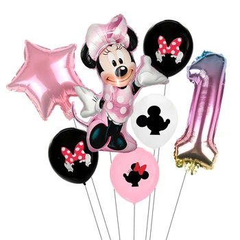 

7pcs/lot Minnie Balloons Mickey Mouse Birthday Party Decor Baby Shower Decor Kids Party Mickey Balloon Air Globos