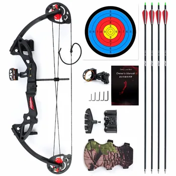 

US Stock 15-29 lbs Compound Bow 31 Inches 19"-28" 65% Let Off with Max Speed 260fps for Teens Beginner Archery Hunting Equipment