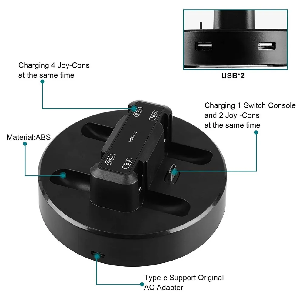 Зарядная док-станция для переключателя kingd светодиодный зарядное устройство для геймпада nintendo Switch Подставка для зарядки для Joy-con& Pro NS Switch 4+ 1