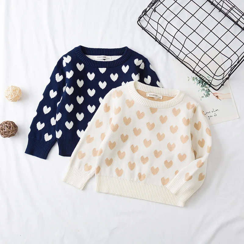 INS/ стиль; детская одежда; коллекция года; сезон весна-осень; жаккардовый свитер для мужчин и детей; вязаный пуловер с сердечками для маленьких девочек