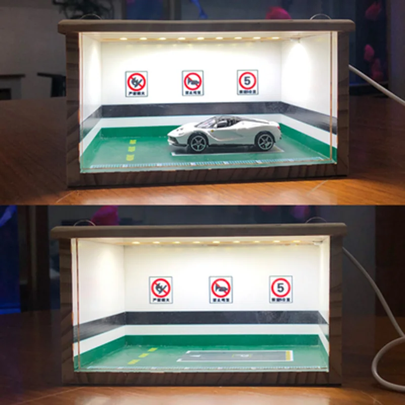 1: 64 модель автомобиля дисплей крышка коробка витрина подземный гараж деревянный паркинг хранения пыли автомобиль игрушка Подарочный набор дисплей - Цвет: 1
