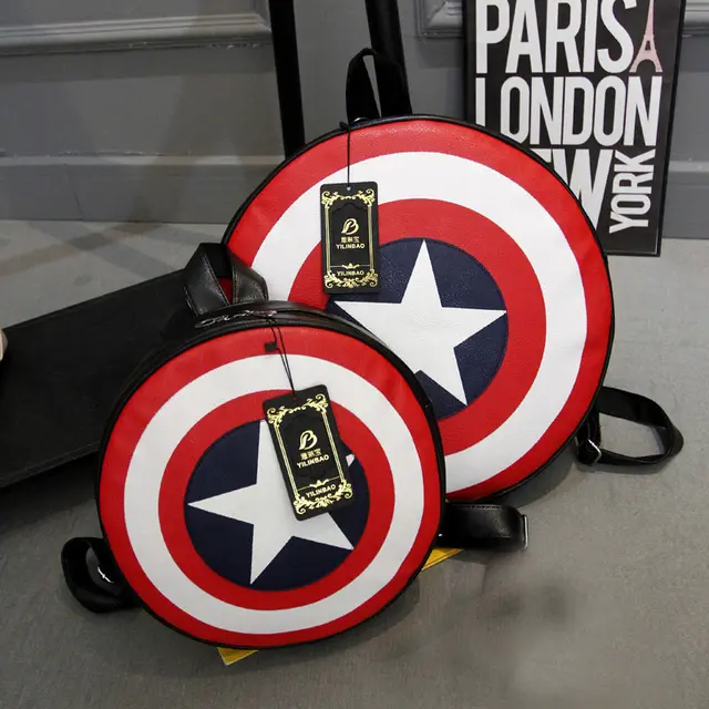 Disney Marvel 2021 New Captain America Shield Large Capacity Backpack Men and Women Round Creative Personality School Bag 1