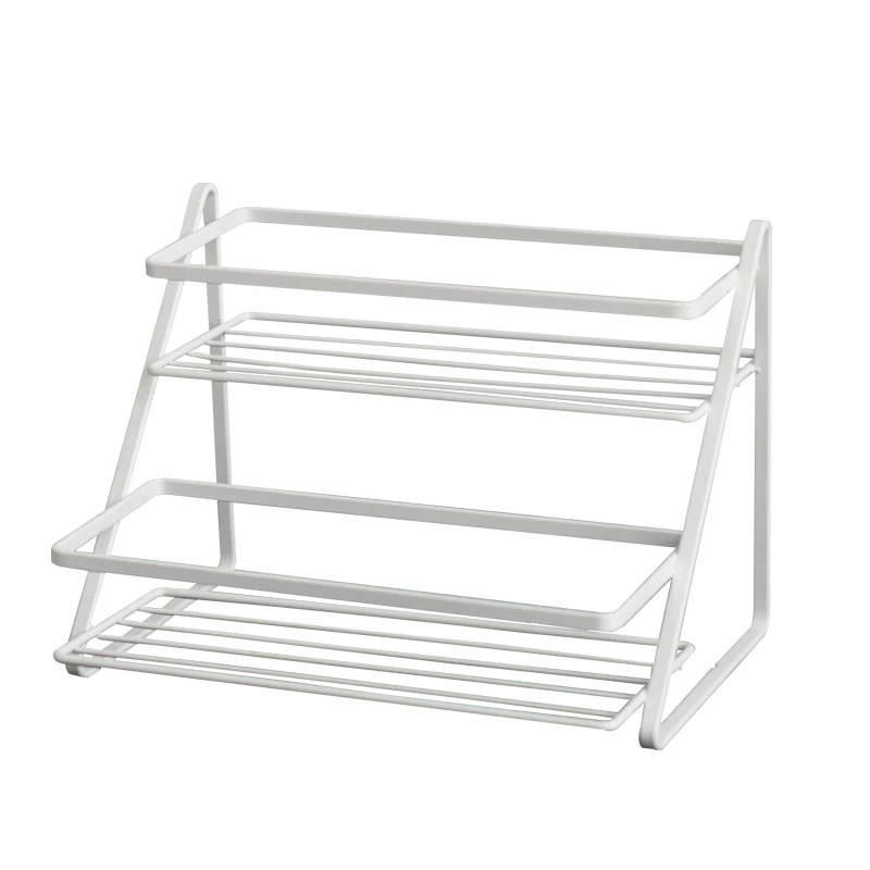 

Spice Rack Two Layers Iron Storage Shelf Rack Home Kitchen Seasoning Holder Organizer