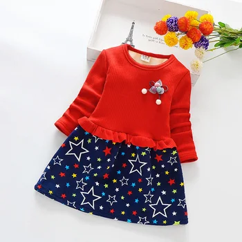 

Toddler Kids Clothes Children DressThickening star Girl dress Baby Clothing Winter Cotton Warm Dresses For Girls clothing