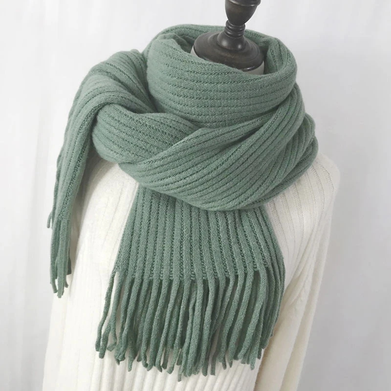 Bufanda Color puro para mujer, pañuelo de lana cálido borlas salvajes, Color rojo, para invierno, para pareja estudiantes, grueso de de bufandas de mujer| - AliExpress