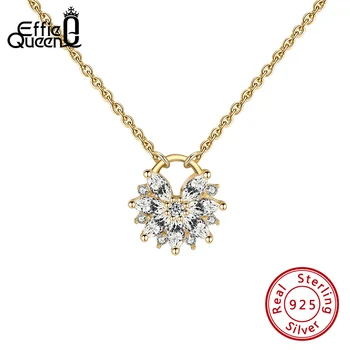 

Effie Queen Real S925 Silver Flower Design Pendant Necklaces for Women with AAAA CZ Zircon Wedding Jewelry Party Gifts KSN232