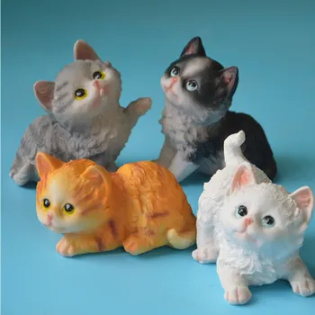 

resin cats statue lovely kitty model Figurines ornament sculpture home desktop bed room decoration a0195