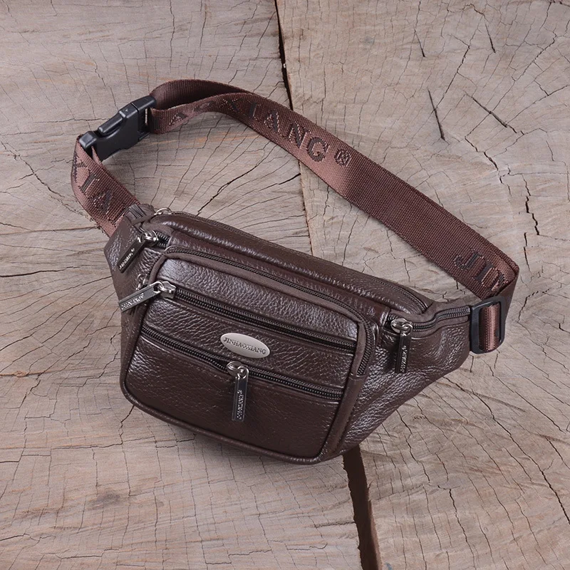 

2019 New Style Full-grain Leather Men Wallet Occident Fashion Big Brand Double Zipper MEN'S Single-shoulder Bag Chest Pack