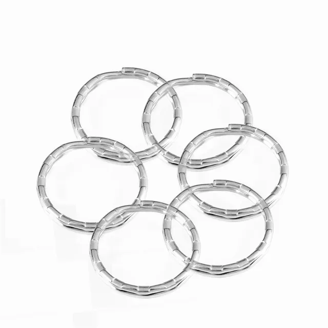 30pcs Wholesale Stainless Steel Hole Key Ring Key Chain Rhodium Plated Bump Round Split Keychains DIY Jewelry Making  20 25 30mm rhodium