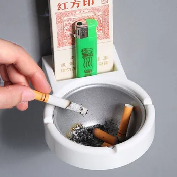 

Ashtray Stainless Steel Wall-Mounted Cigarette Storage Rack Multifunction Bathroom Without Punching And Detachable Ashtray