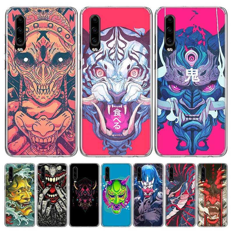 Oni Mask арт цветной чехол для телефона Huawei P40 P30 P20 Mate 30 20 10 Pro P10 Lite P Smart Z + 2019 Подарочный