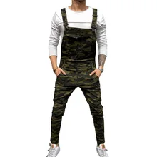 Laamei Men Adjustable Shoulder Strap Slim Denim Overalls Casual Bib Pants Jumpsuit Fashion Overalls For Man Suspender Pants