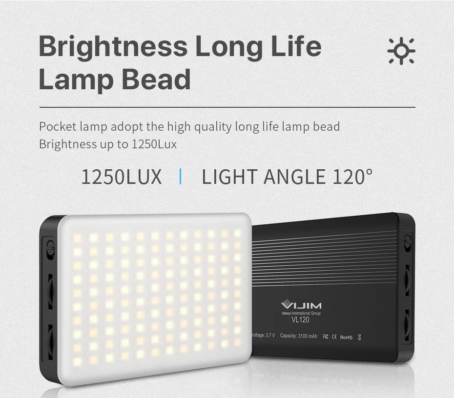 VIJIM VL120 Led Video Light 3200-6500K With Diffuser RGB Effect Camera Light Vlog Fill Light Photography Lighting for Video Lamp