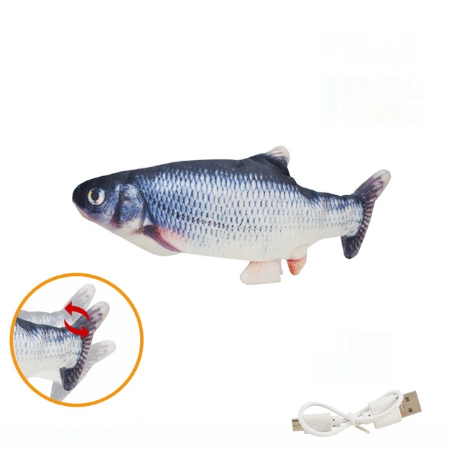 Cat Toy Fish USB Electric Charging Simulation Fish Cat Pet Chew Bite Interactive Cat Toys Dropshiping Moving Floppy Wagging Fish Style 1