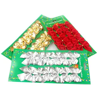 

12Pcs/Set Christmas Tree Bow Red Bowknots Decor Xmas Party Wedding Ornaments Garden Home Party Decoration easy to disassemble