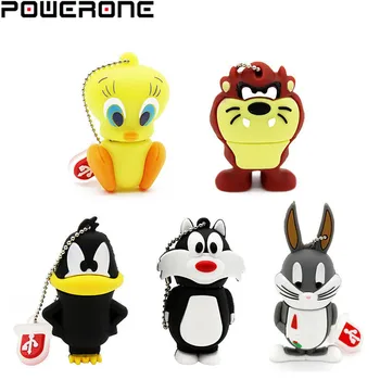 

POWERONE Free shipping cartoon Duck USB Flash Drive /cartoon Pen drive cool Gift Animal 4GB/16GB/32GB 64gb cute mini U Disk