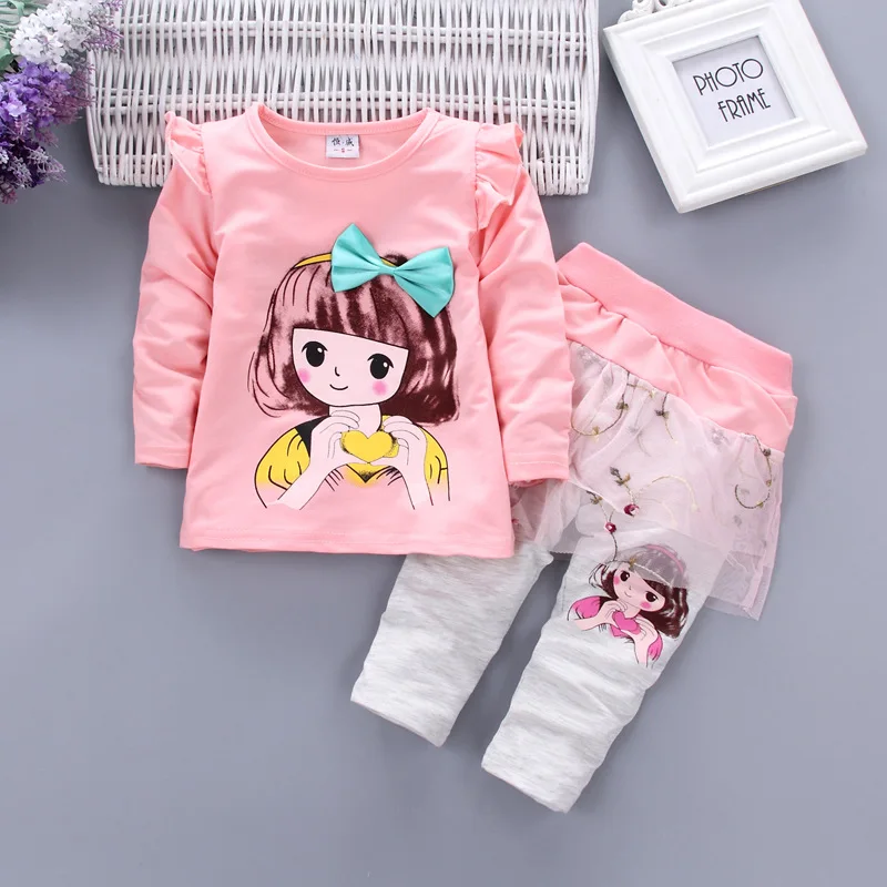 

Girls Spring Set Cotton 1-2-3-Year-Old CHILDREN'S Garment Spring And Autumn Long Sleeve Culottes Clothes Spring Two-Piece Set
