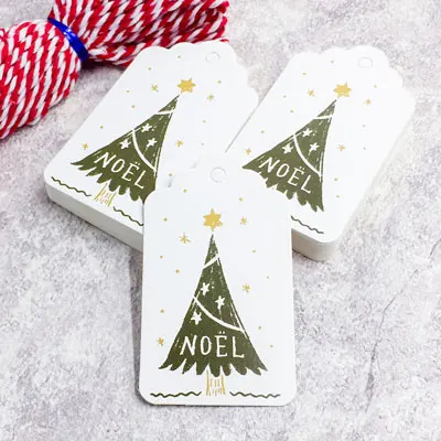 Nicro 50 шт./компл. белая крафт-бумага Бумага метки Счастливого Рождества год поделки своими руками упаковка поставки этикеток вечерние Декор# Chr49 - Цвет: Noel