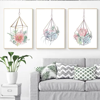 

Nordic Poster Cactus Wall Art Canvas Painting Succulent Plants Prints Flowers Poster Decoracion Wall Pictures For Living Room