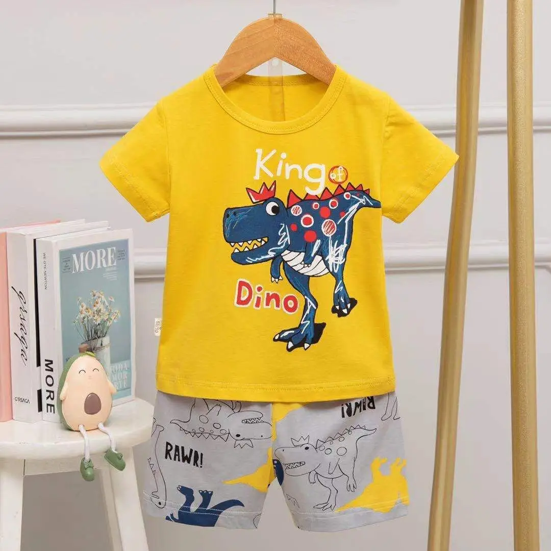 Mejor precio Pijamas de dibujos animados para niños, ropa de dormir con pantalones cortos de algodón para el hogar, Pijama de dinosaurios, ropa de ocio de verano pBQKMeEMe66